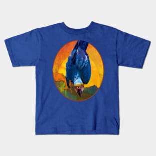 Colorful Blue Tropical Macaw Bird Kids T-Shirt
